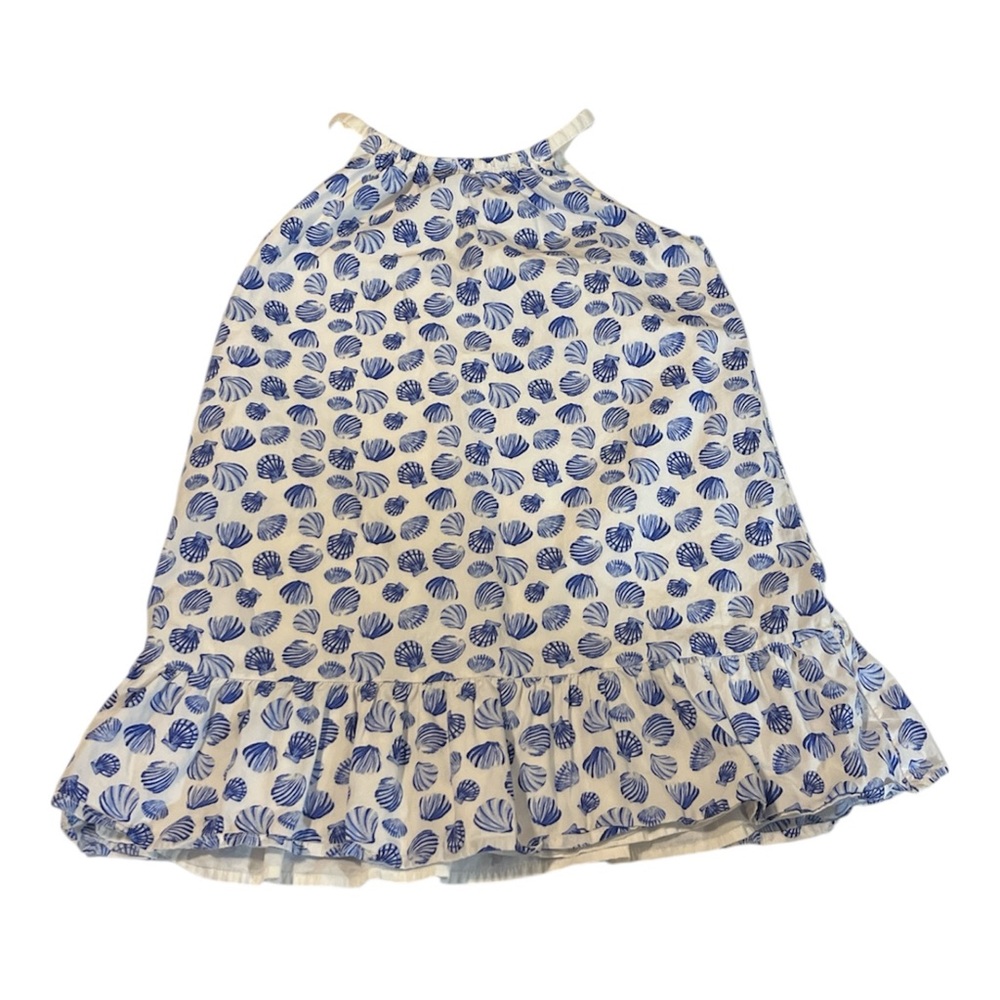 Janie & Jack Girls Size 7 Blue & White Seashell Dress Beach Nautical Summer